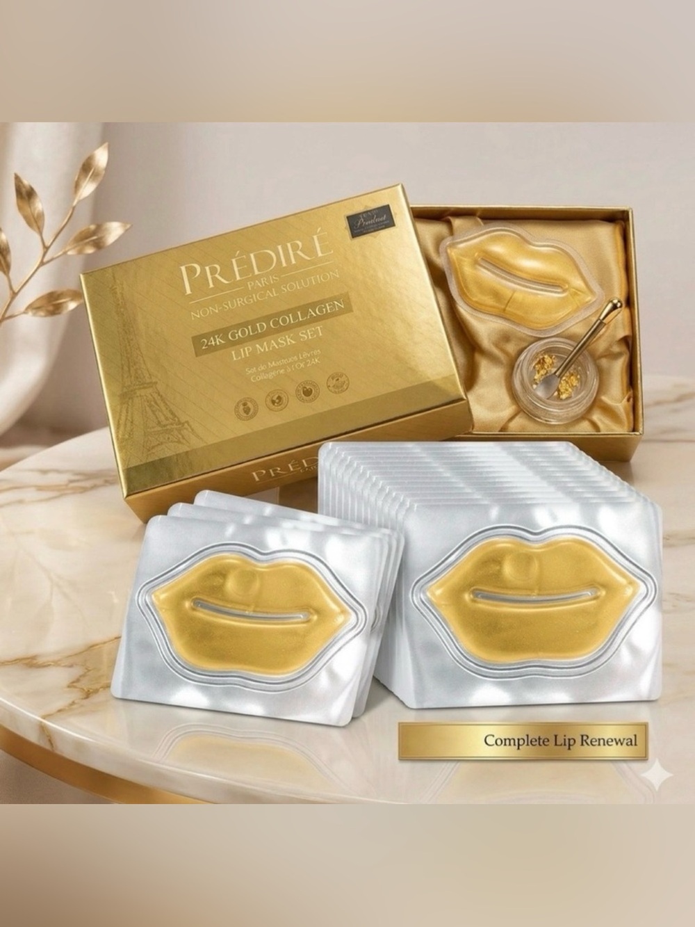 Predire 24k Gold Collagen Boosting 10 Piece Lip Mask Set ~ retail $399